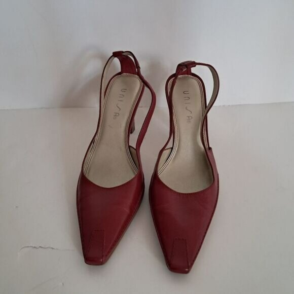 Unisa Kitten Heels Women's 7B Red Pointed Toe Leather Siren Office Career Y2K - Picture 2 of 6
